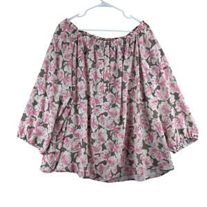 Apt 9 3/4 Sleeve Flowy Blouse Women's 3X Plus Pink Floral Feminine Office Career